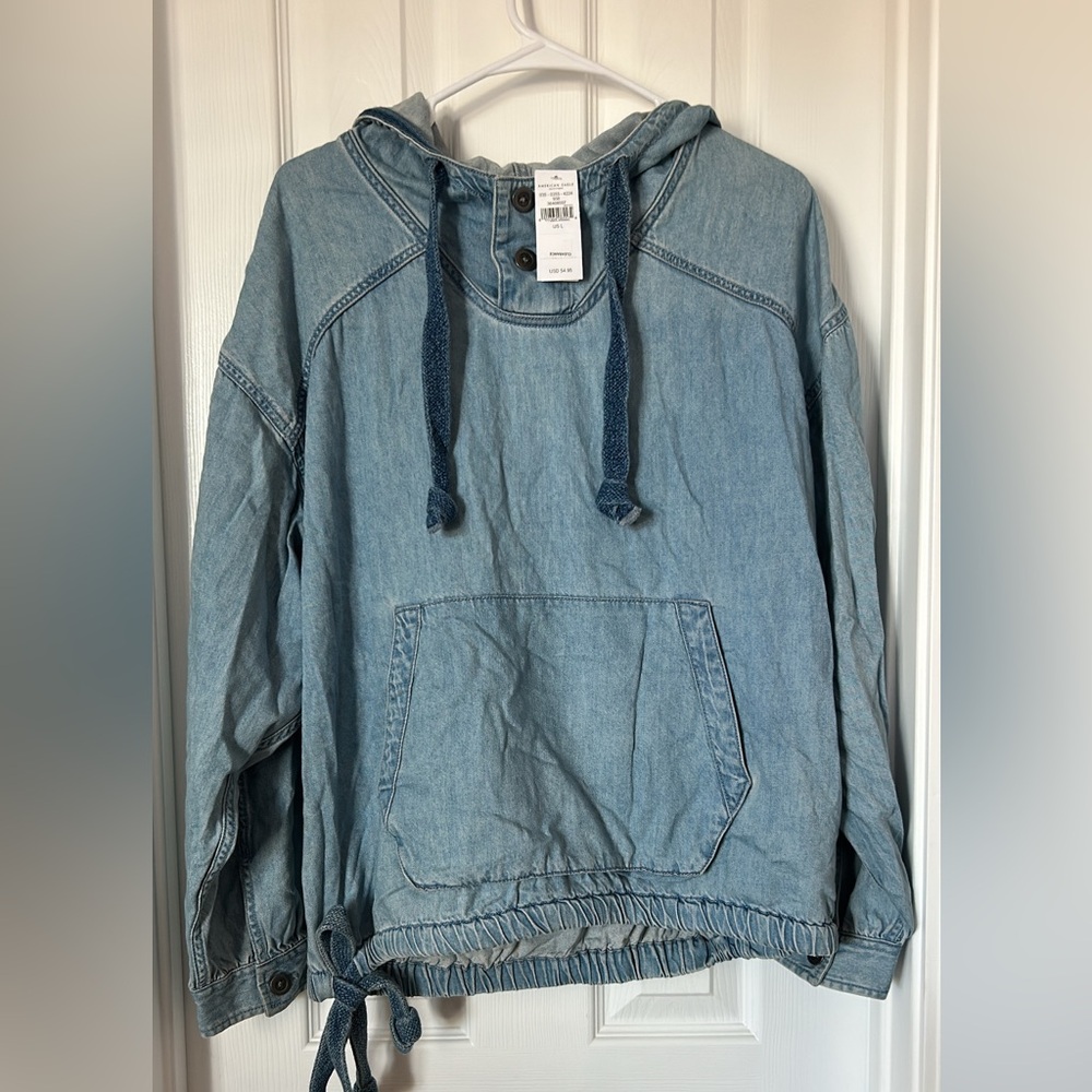 Denim Pullover Hoodie